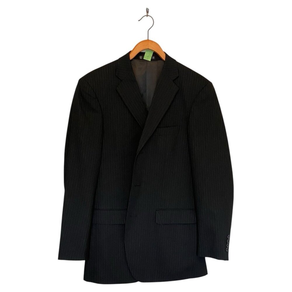 Emanuel Ungaro Black Pin Stripe Blazer Men's 38R Single Breasted 3 Button